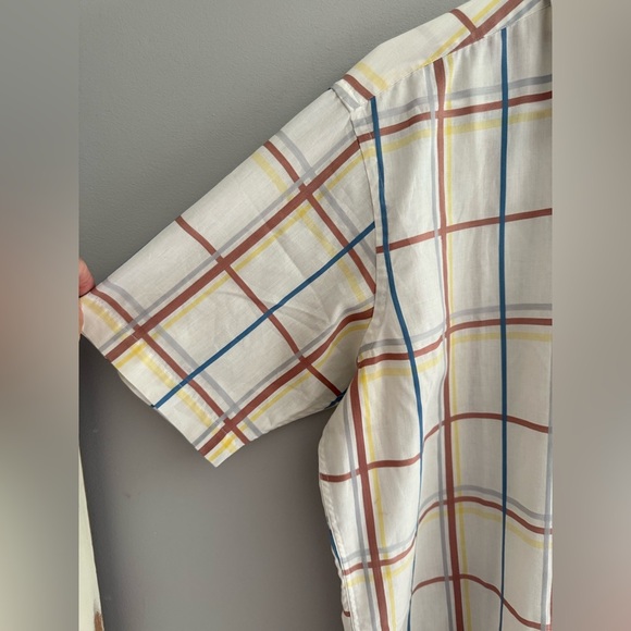 VTG Sansabelt Button Down Shirt Men’s SZ L Short Sleeve Carnival Plaid Preppy - Picture 3 of 6